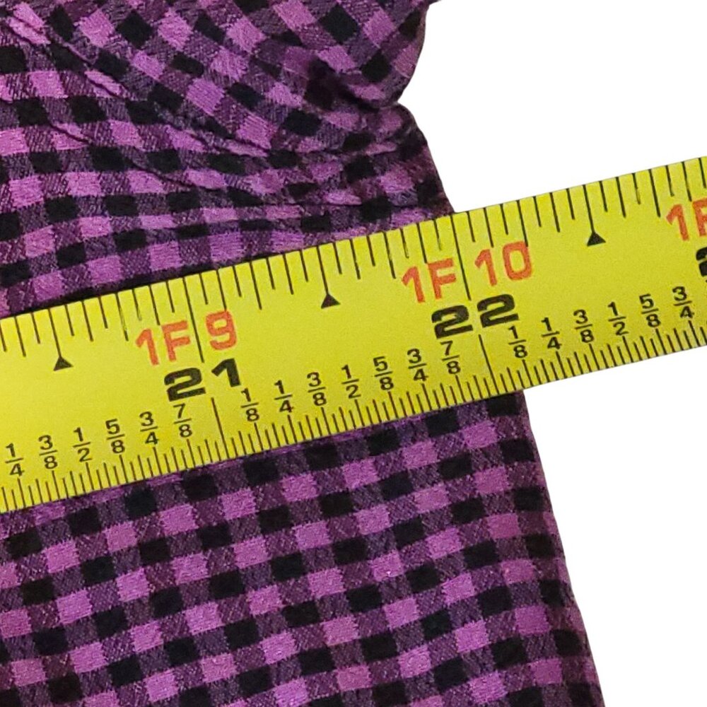 Chicos Design Purple Black Checked Gingham100% Silk Button-Up Shirt Sz 1 M - Picture 5 of 16
